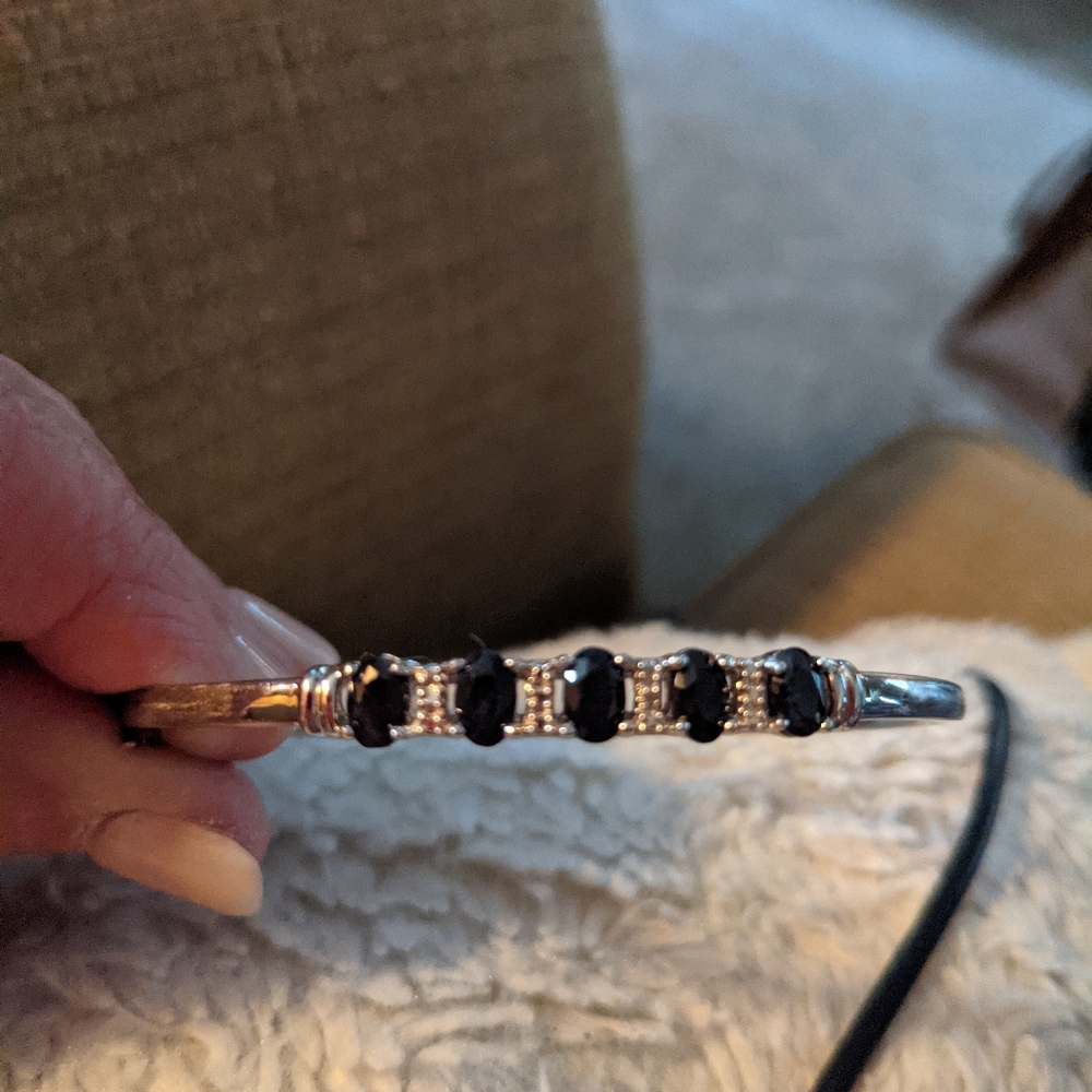 Dark Sapphire Bangle Bracelet/ Reserved